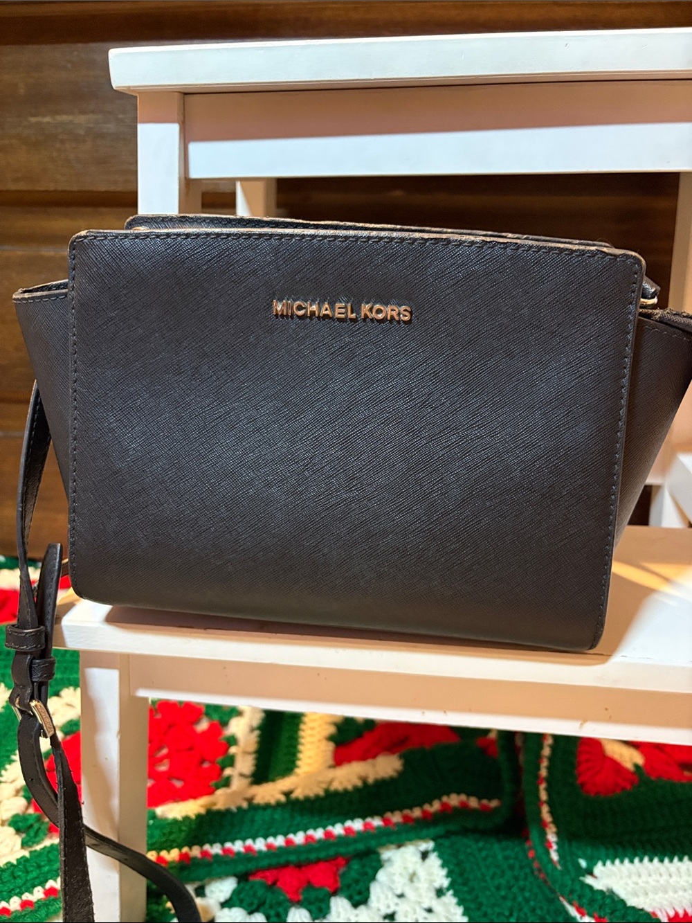 Michael Kors Black Saffiano Leather Crossbody Bag Small Purse